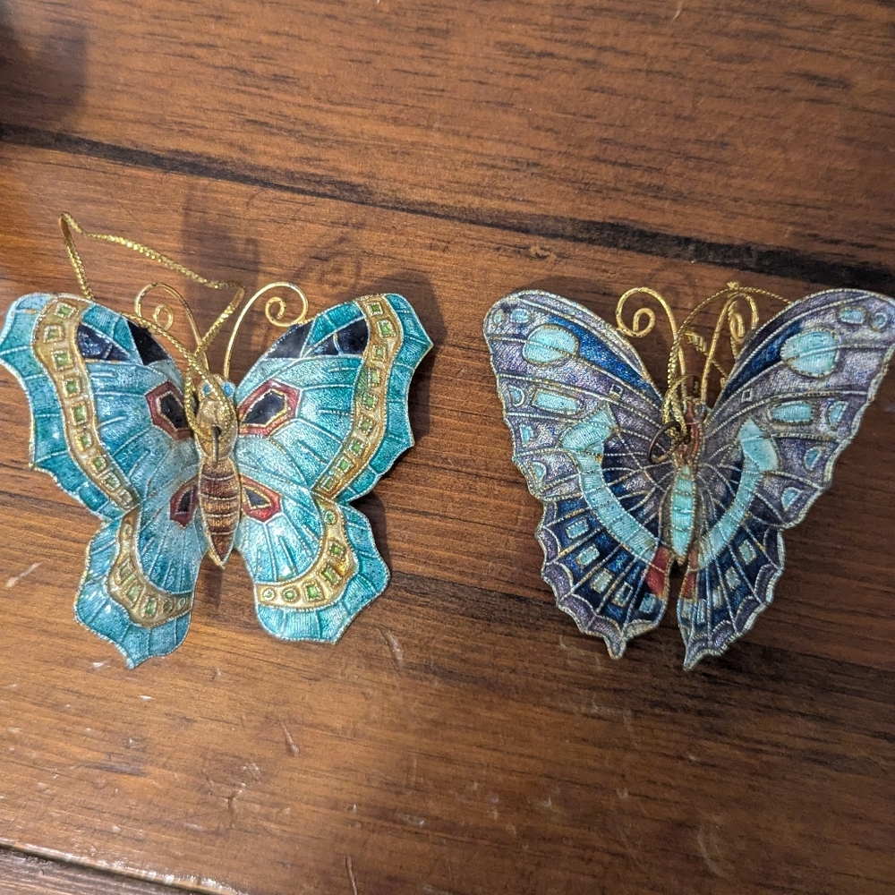 2 Cloisonne butterflies